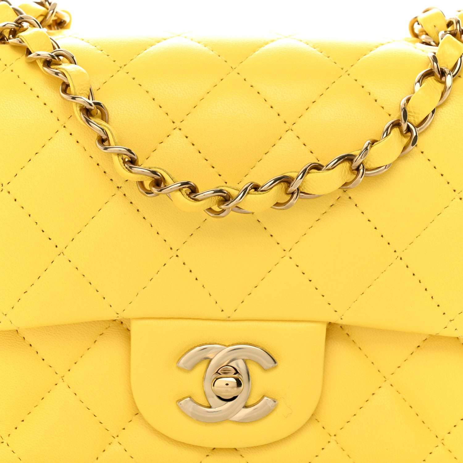 Chanel Lambskin Quilted Mini Square Flap Yellow 8 of 11