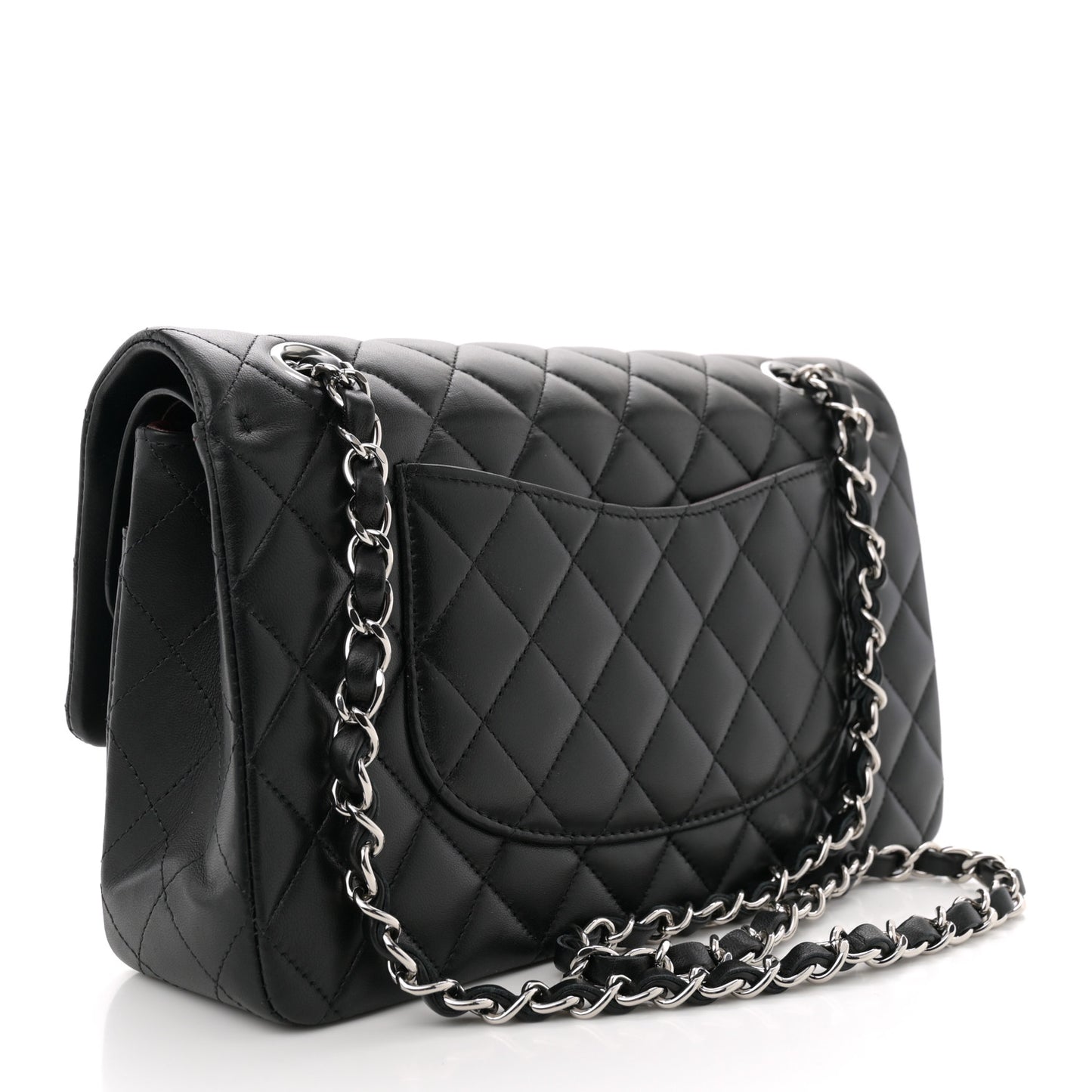 Lambskin Quilted Medium Double Flap Black