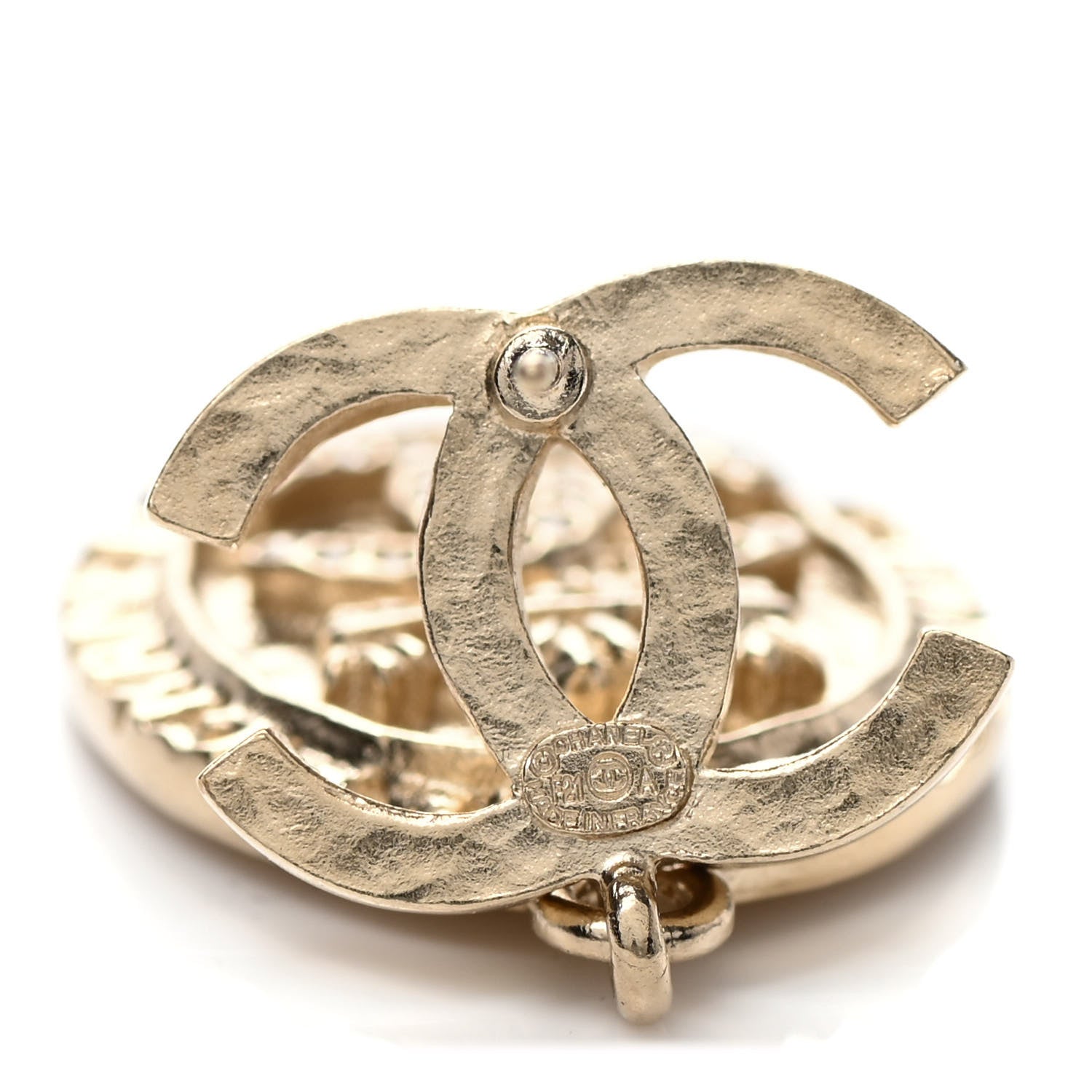 Chanel Crystal CC Medallion Drop Earrings Gold 4 of 4