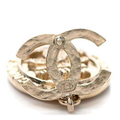 Chanel Crystal CC Medallion Drop Earrings Gold 4 of 4