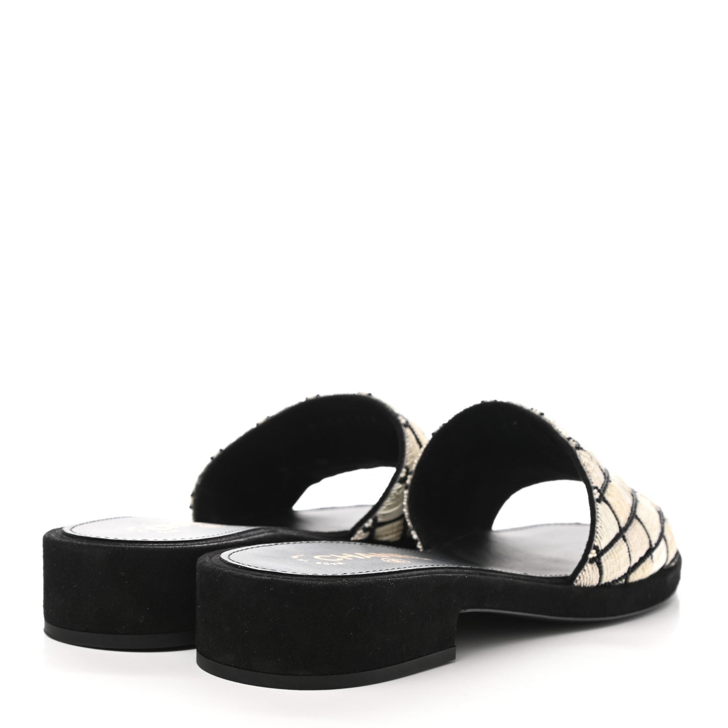 Pearl Embroidery CC Mules 41 Black White