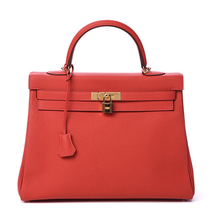 Hermes Togo Kelly Retourne 35 Rouge Casaque 1 of 10