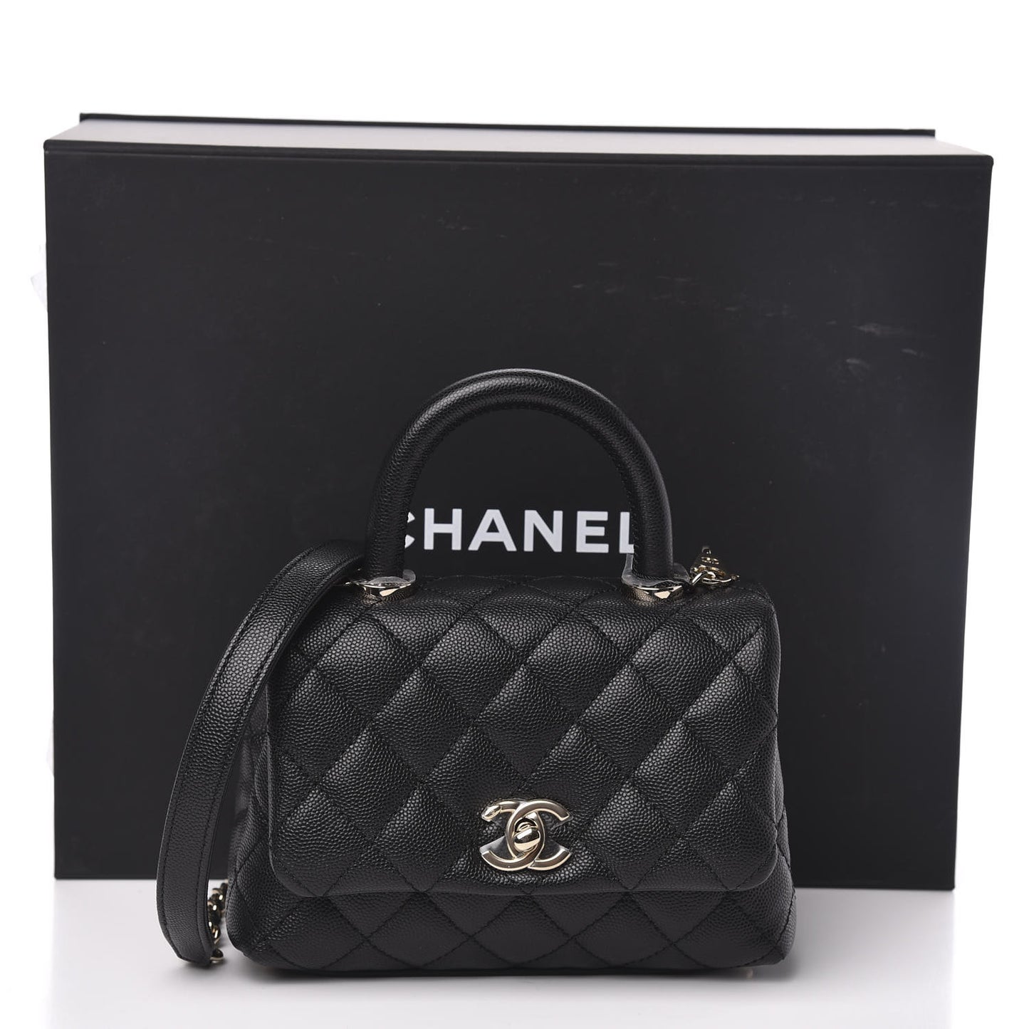 Caviar Quilted Extra Mini Coco Handle Flap Black