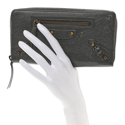 Balenciaga Agneau Classic Hardware Continental Zip Around Wallet Gris Tarmac 2 of 8