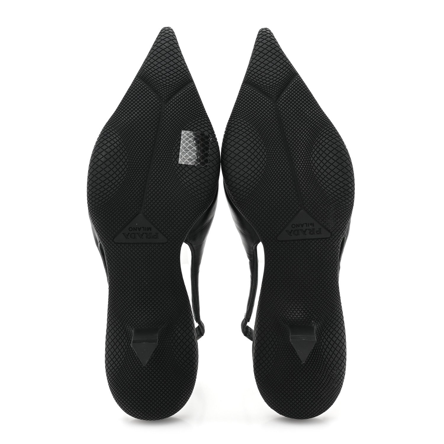 Prada Spazzolato Triangle Logo Pointed Toe 45mm Slingback Pumps 38 Black 5 of 9