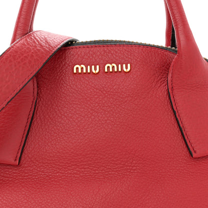 Miu Miu Goatskin Madras Bauletto Top Handle Tote Red 7 of 13