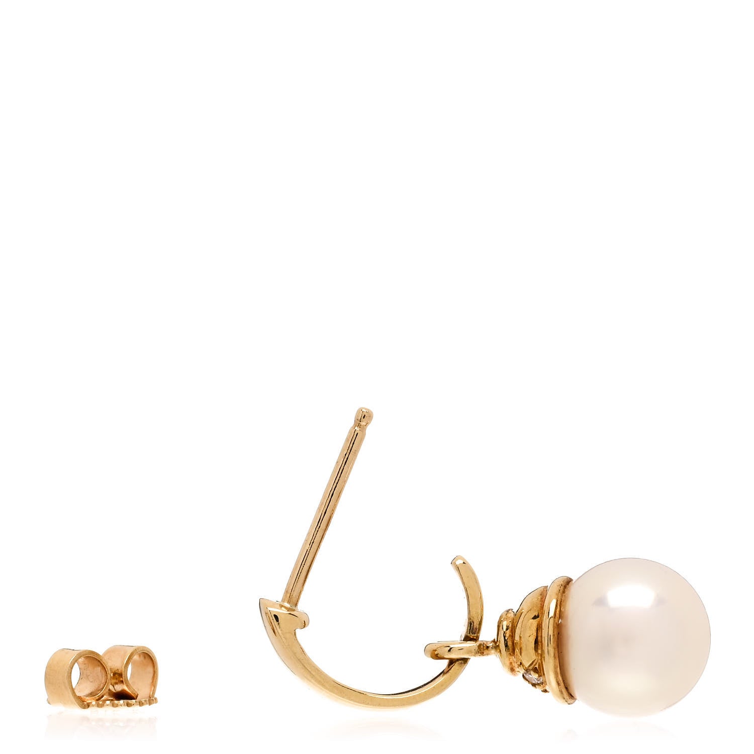 Mikimoto 18K Yellow Gold Diamond Akoya Pearl 8-8.5mm Single Drop Earring 3 of 4