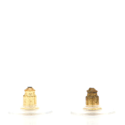 Chanel Metal Enamel CC Square Earrings Gold Black 4 of 4