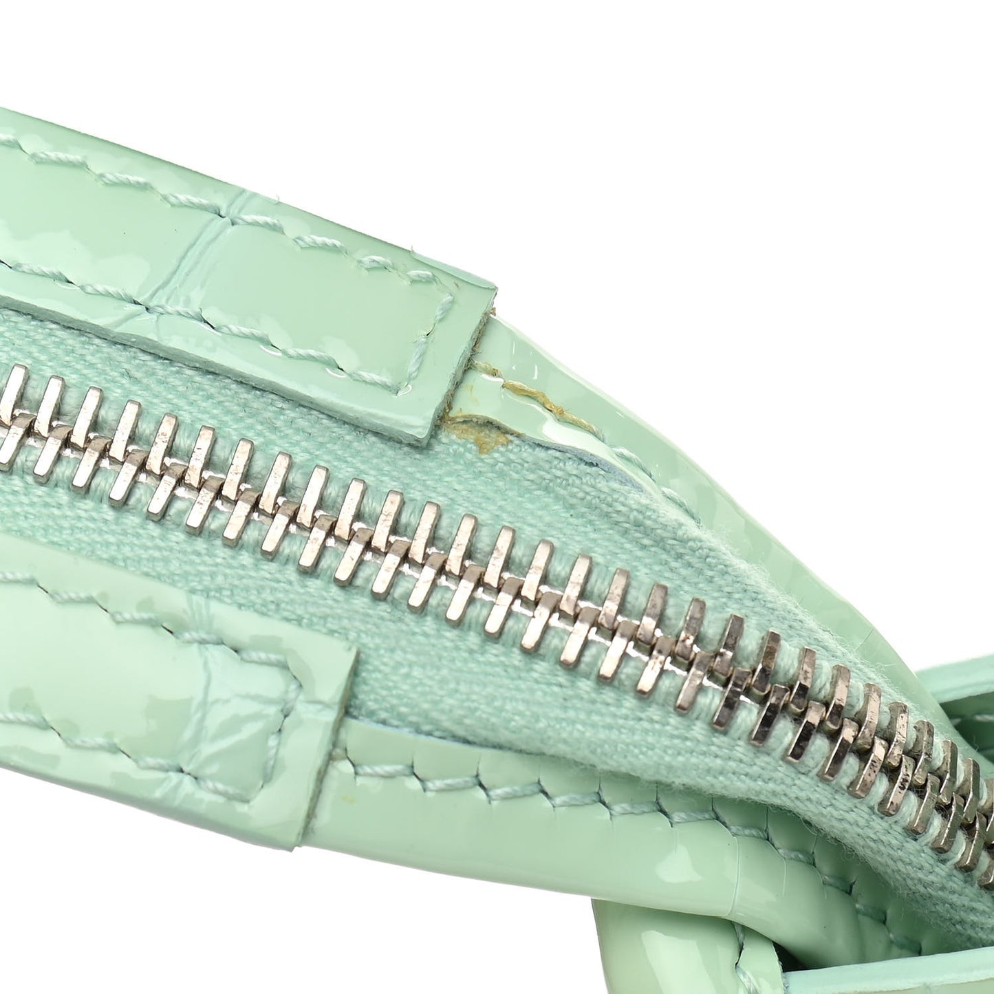 Patent Crocodile Embossed Classic Silver Hardware Nano City Light Green