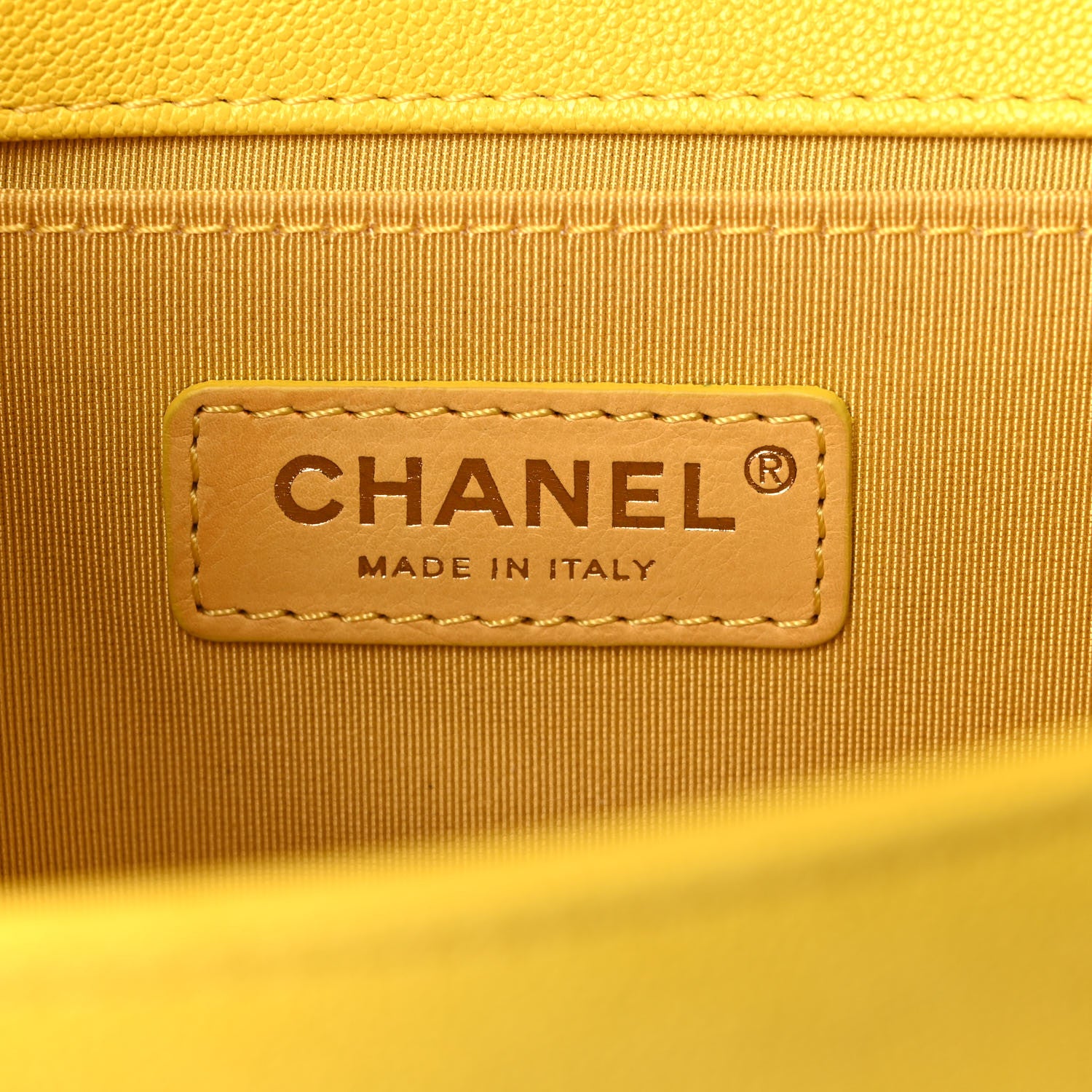 Chanel Caviar Quilted Medium Boy Flap Yellow 5 of 9