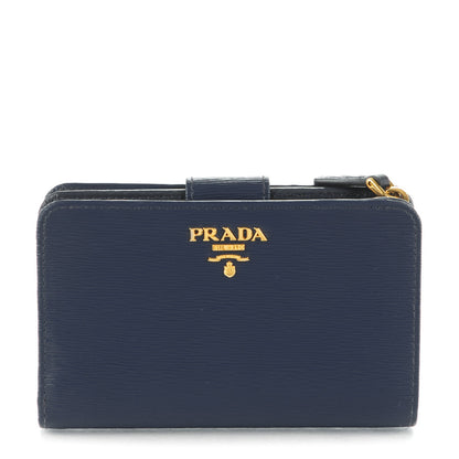 Prada Vitello Move Metal Compact Wallet Cobalto 1 of 11