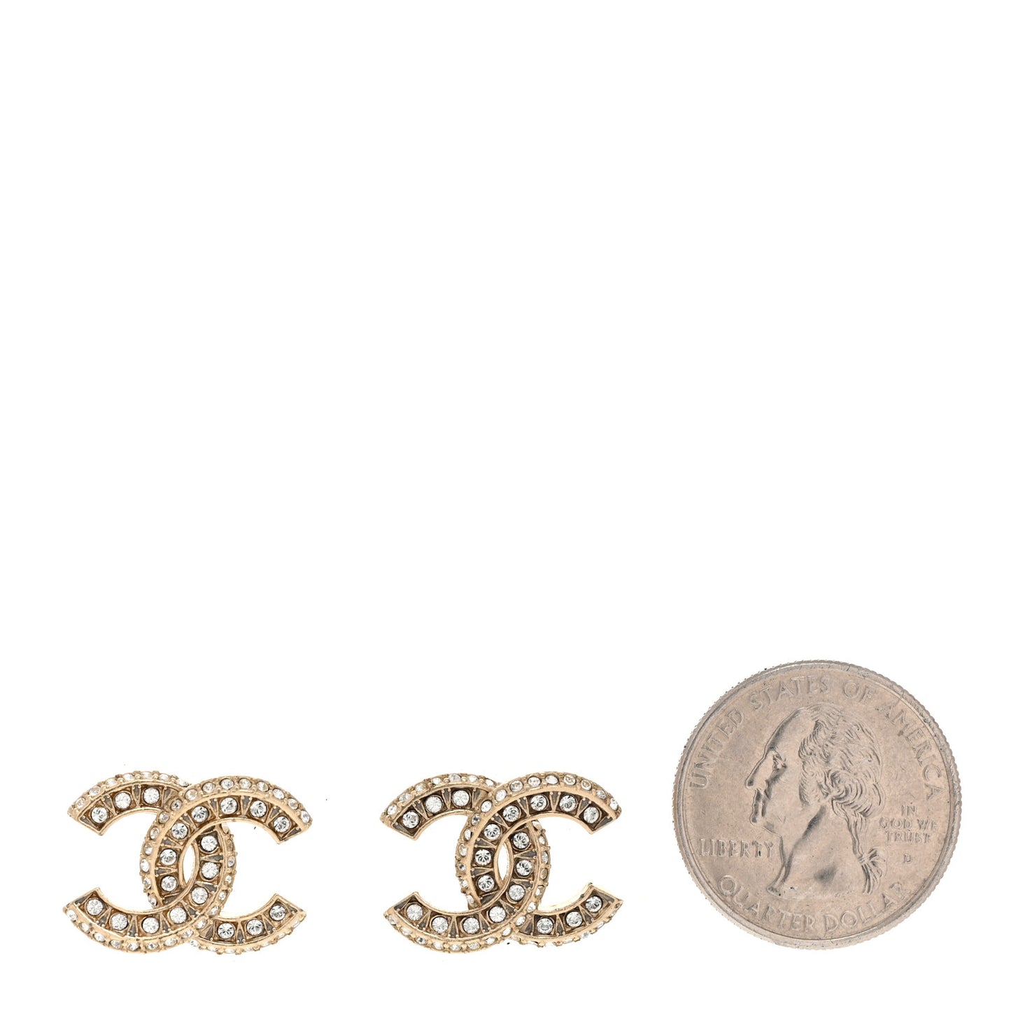 Crystal CC Earrings Light Gold