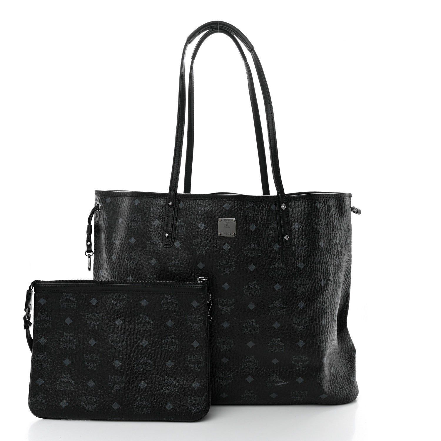 MCM Visetos Large Reversible Shopper Tote Black 3 of 19