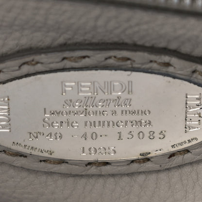 Fendi Cuoio Romano Selleria Bi-Color Medium Peekaboo Iconic Satchel Blue Latte 9 of 16