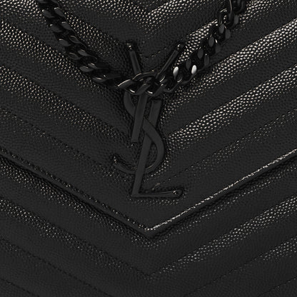 Saint Laurent Grain De Poudre Matelasse Chevron Monogram Monochrome Chain Wallet Black 8 of 11