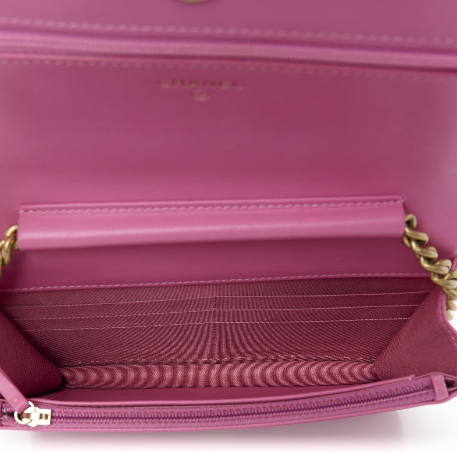 Chanel Caviar Quilted Boy Wallet On Chain WOC Pink 5 of 11