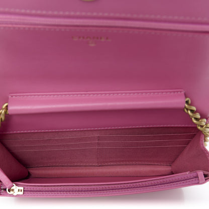 Chanel Caviar Quilted Boy Wallet On Chain WOC Pink 5 of 11