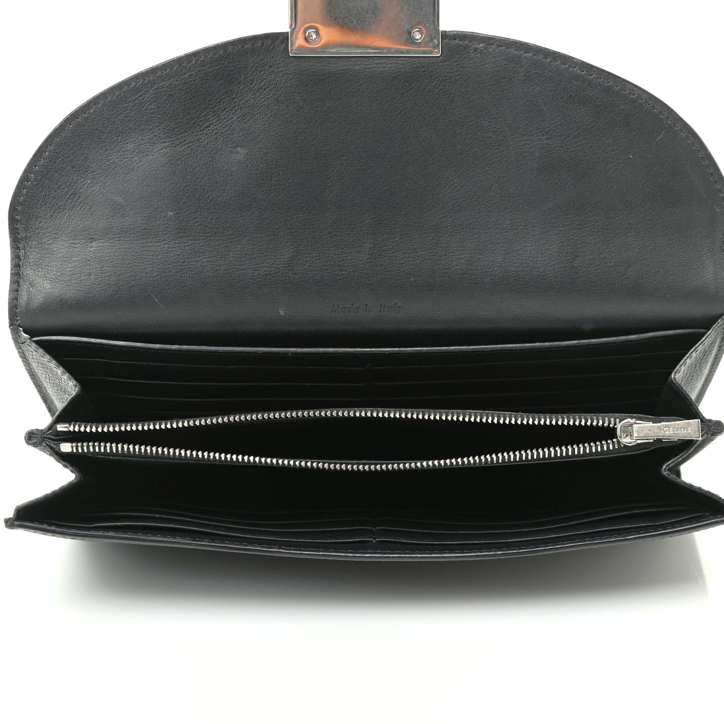 Grained Calfskin Large Trotteur Multifunction Flap Wallet Black