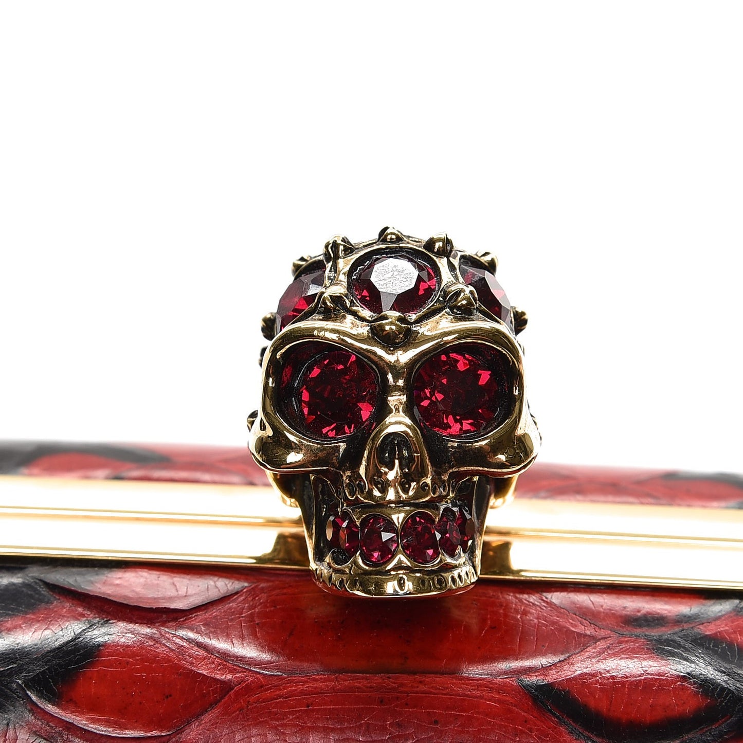 Python Skull Box Clutch Red Black