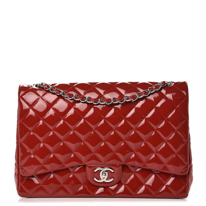 Chanel Patent Quilted Maxi Double Flap Red 1 of 12