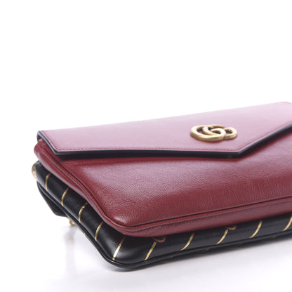 Gucci Calfskin Diagonal GG Medium Thiara Double Envelope Shoulder Bag Black Red 10 of 13