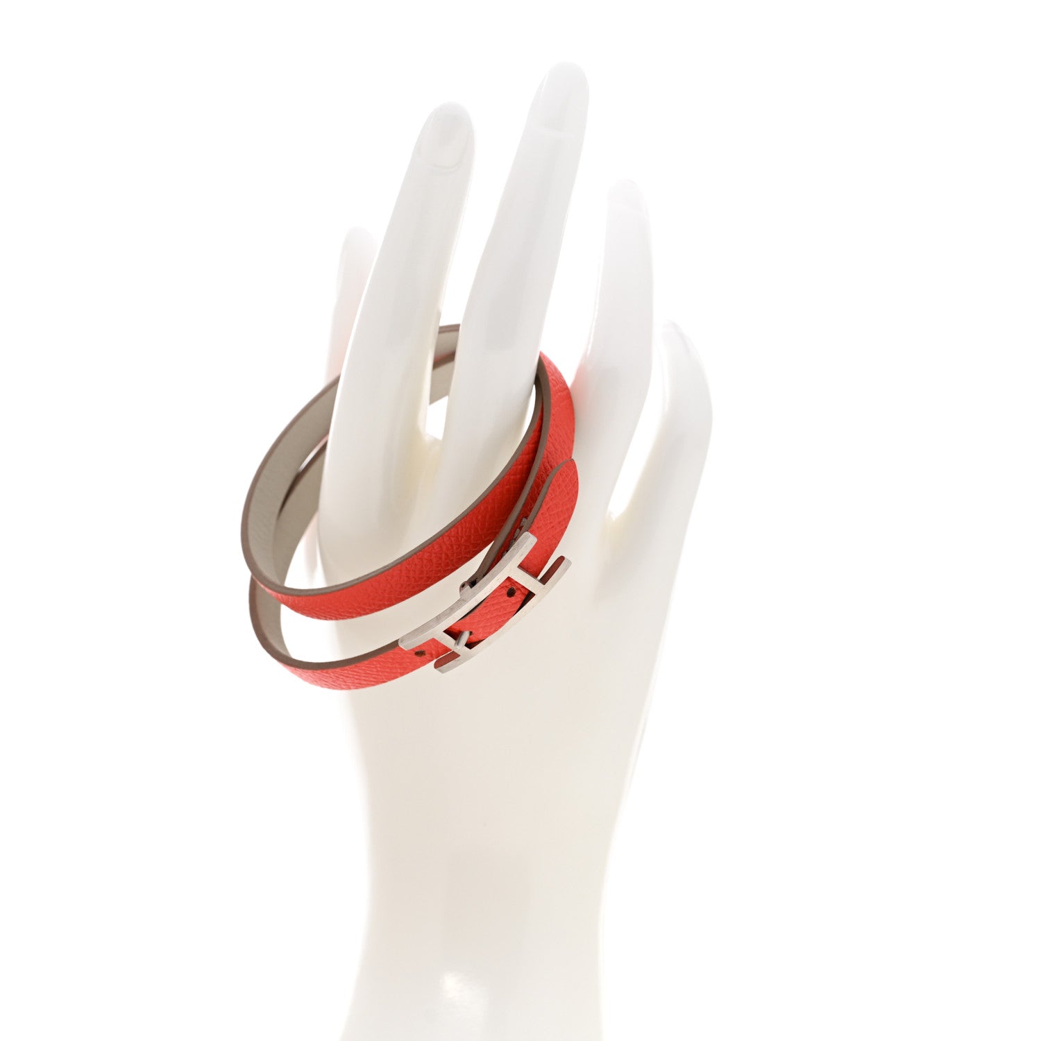 Hermes Epsom Swift Behapi Double Tour Bracelet XS Capucine Craie 2 of 5