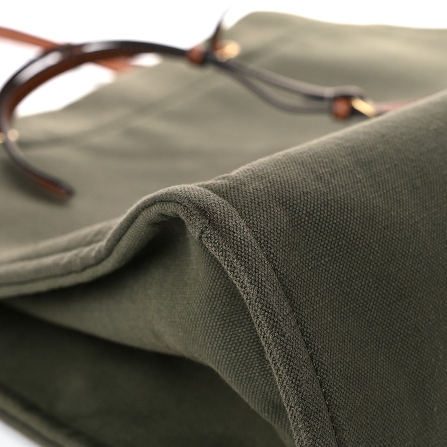 Canvas Calfskin Vertical Cabas Green