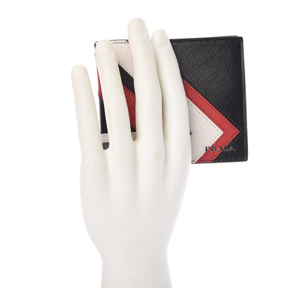 Prada Saffiano Surf Colorblock Bi-Fold Wallet Black Talco Fuoco 2 of 7