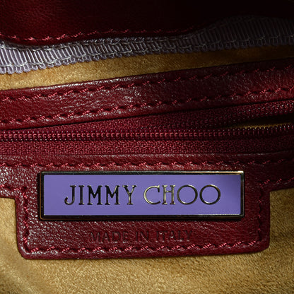 Jimmy Choo Leather Watersnake Trim Medium Riki Burgundy 7 of 8