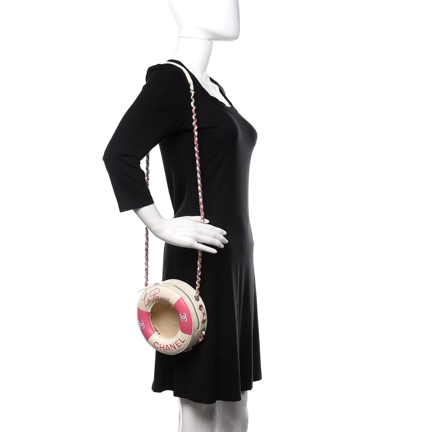 Lambskin Coco Lifesaver Round Bag Pink White
