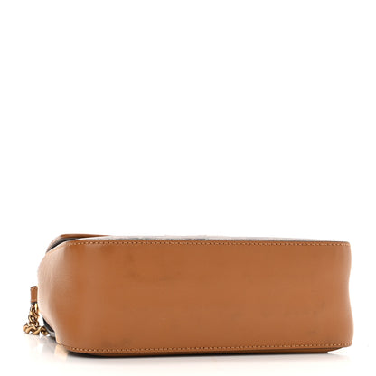 Fendi Vitello Grace Glazed Fabric FF 1974 Double F Shoulder Bag Caramello Mogano Panna 4 of 11