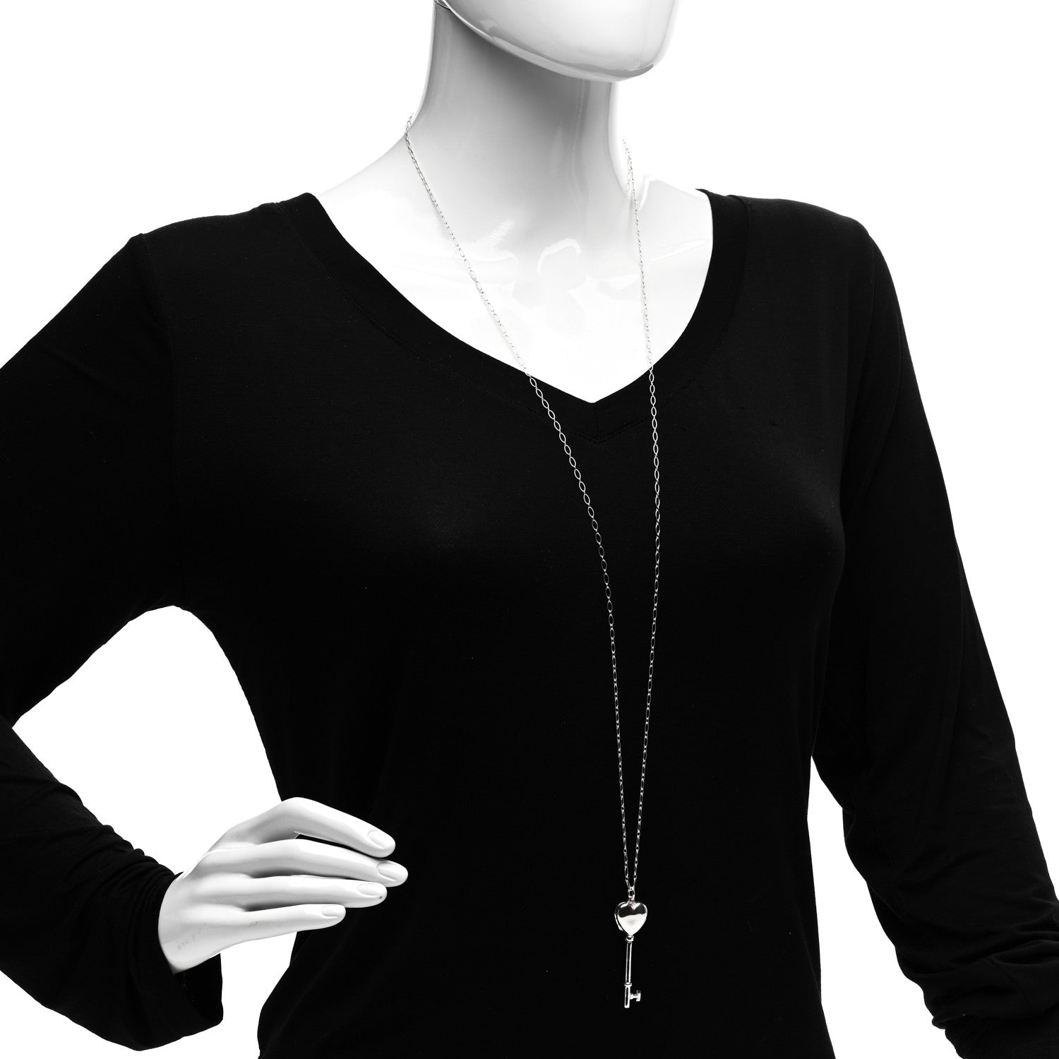 Tiffany Sterling Silver Heart Key Locket Pendant Necklace 2 of 5