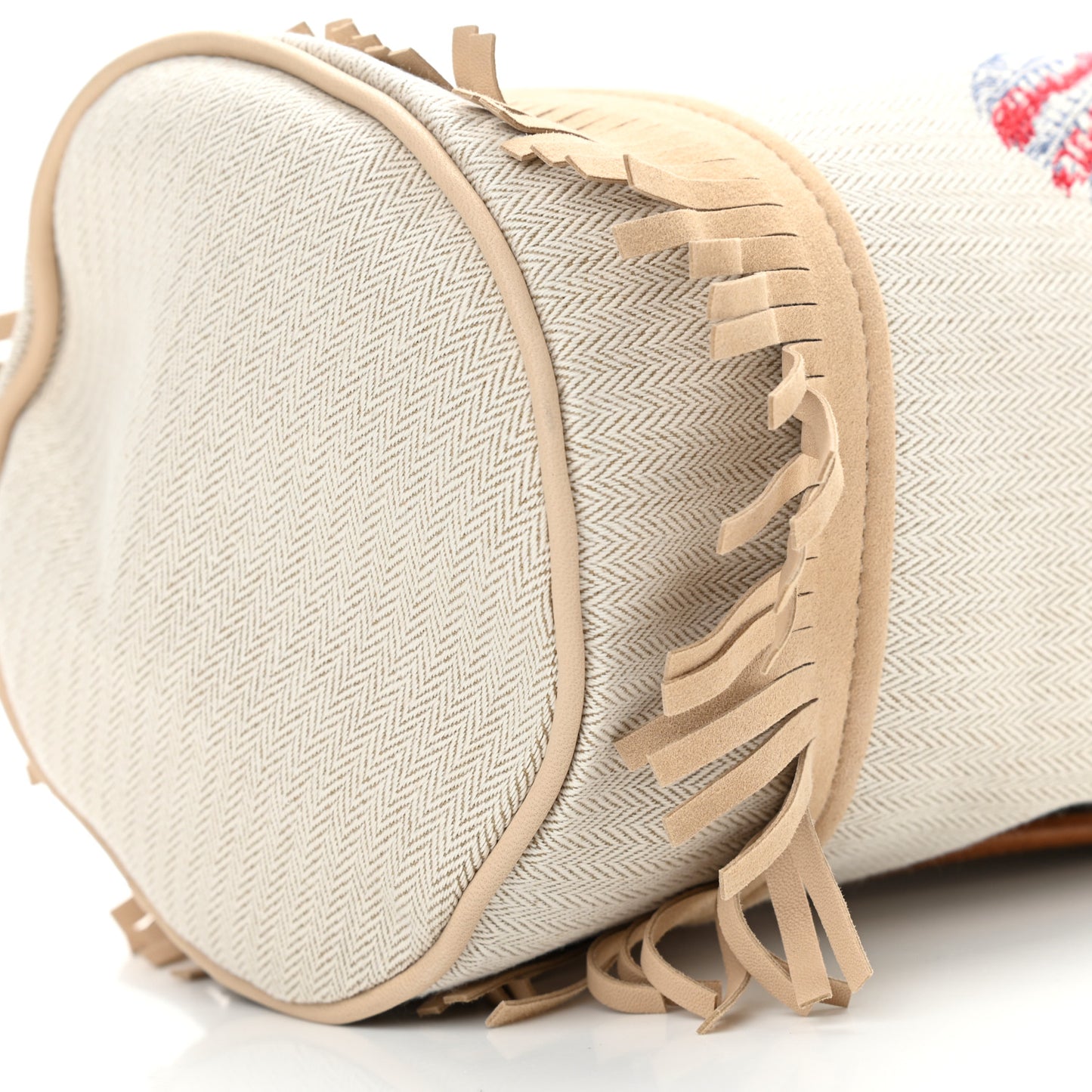 Toile Velvet Lambskin Tipi Print Childrens Drawstring Backpack Beige Coyote