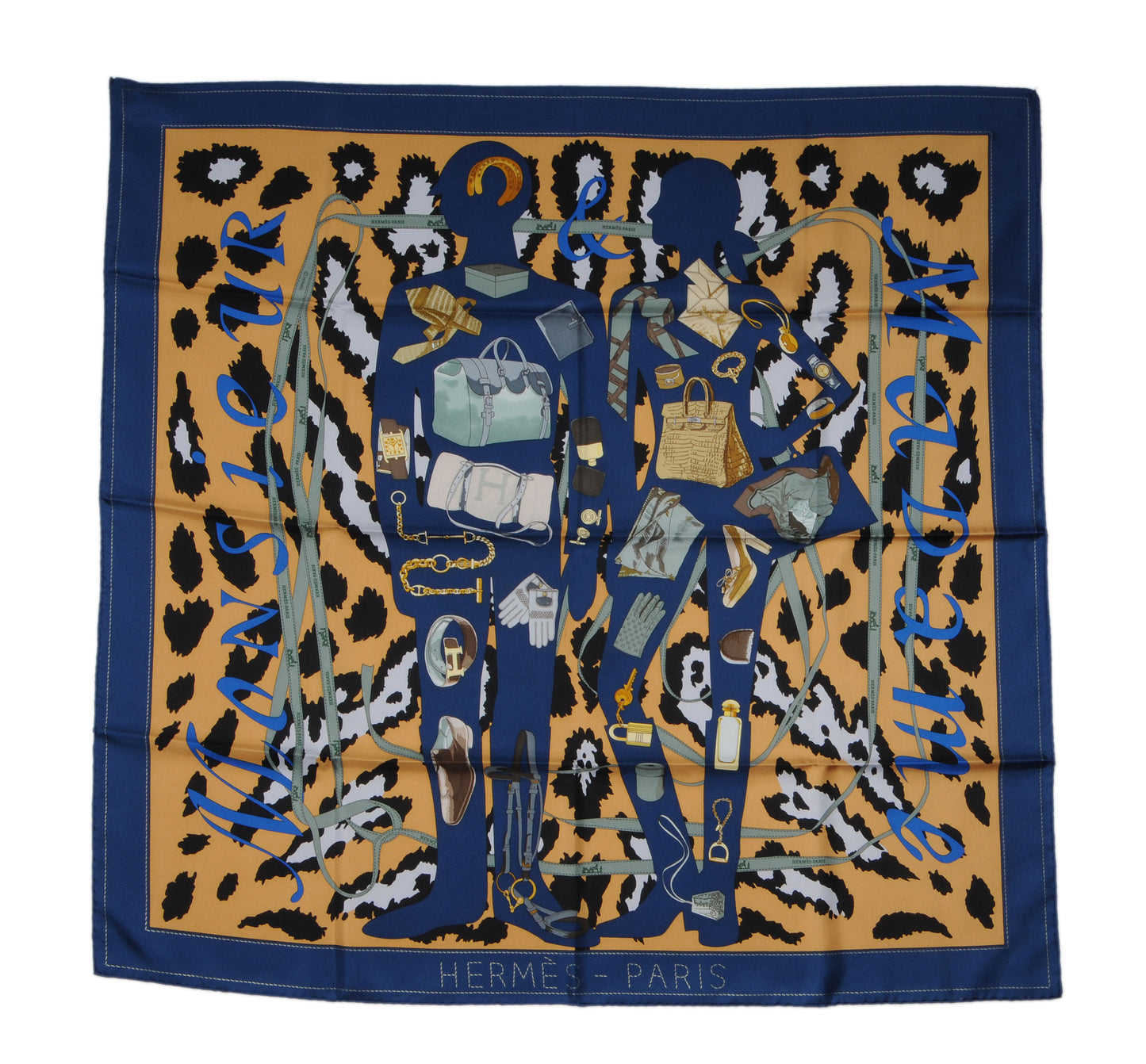 Silk Monsieur et Madame II Scarf 90 Marine Clair Came