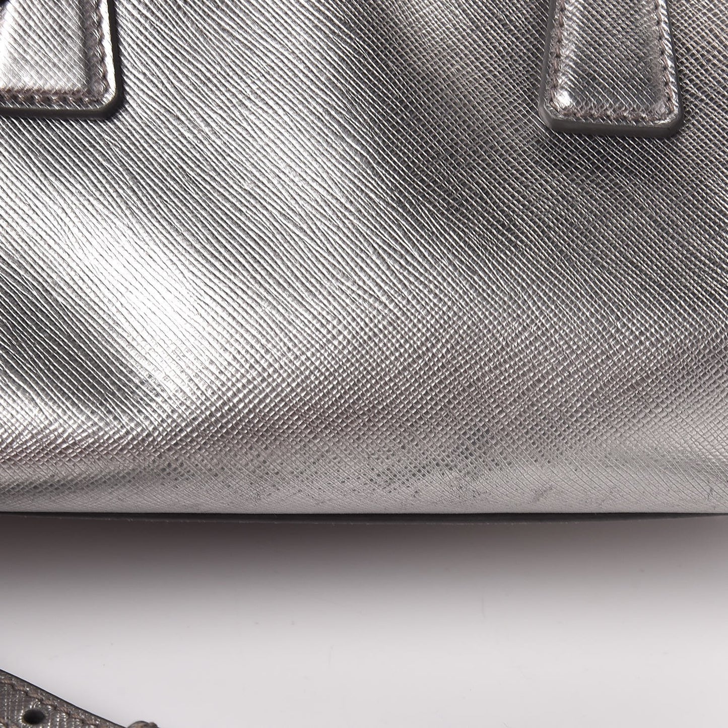 Metallic Saffiano Lux Bowler Silver