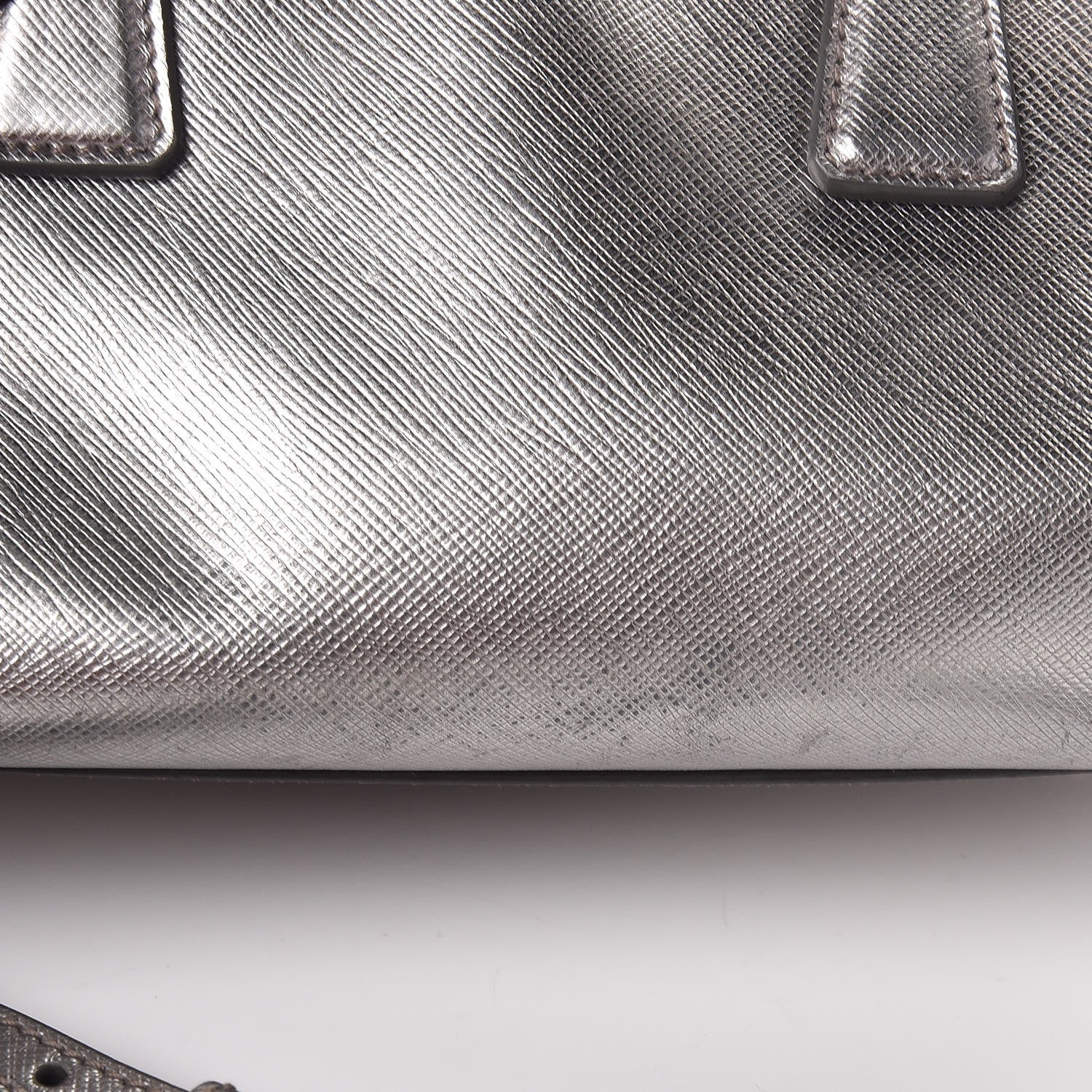 Prada Metallic Saffiano Lux Bowler Silver 13 of 15