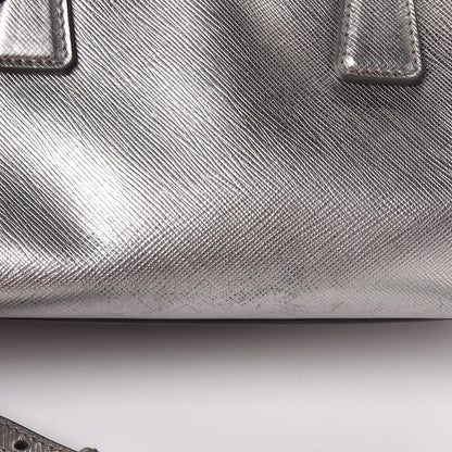 Prada Metallic Saffiano Lux Bowler Silver 13 of 15