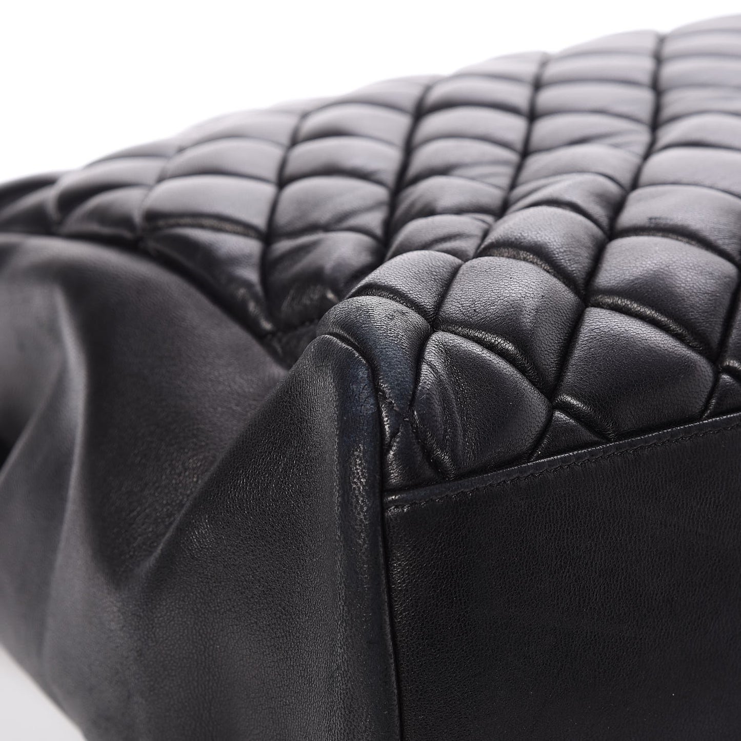 Lambskin Quilted Medium New Bubble North South Tote Black