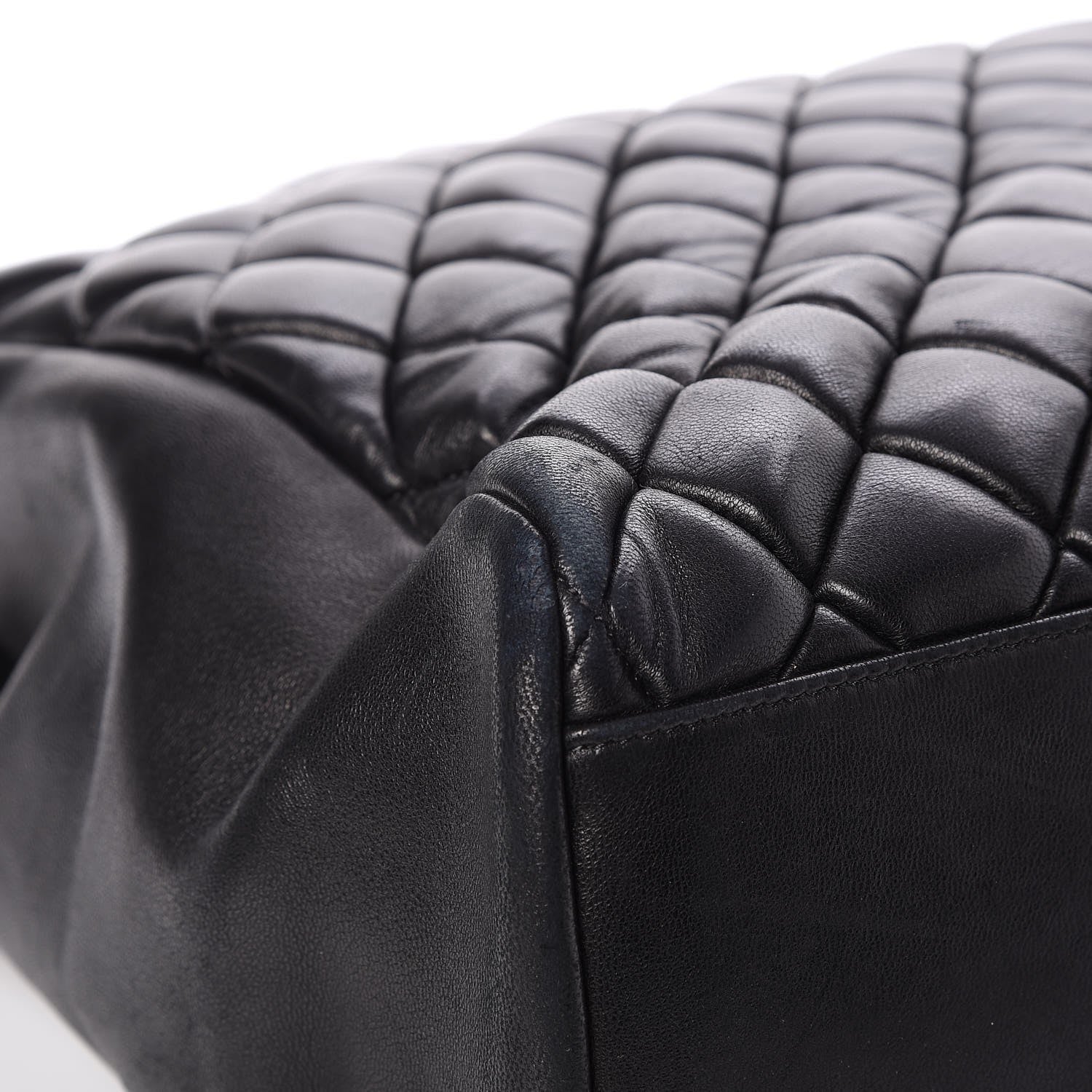 Chanel Lambskin Quilted Medium New Bubble North South Tote Black 8 of 9