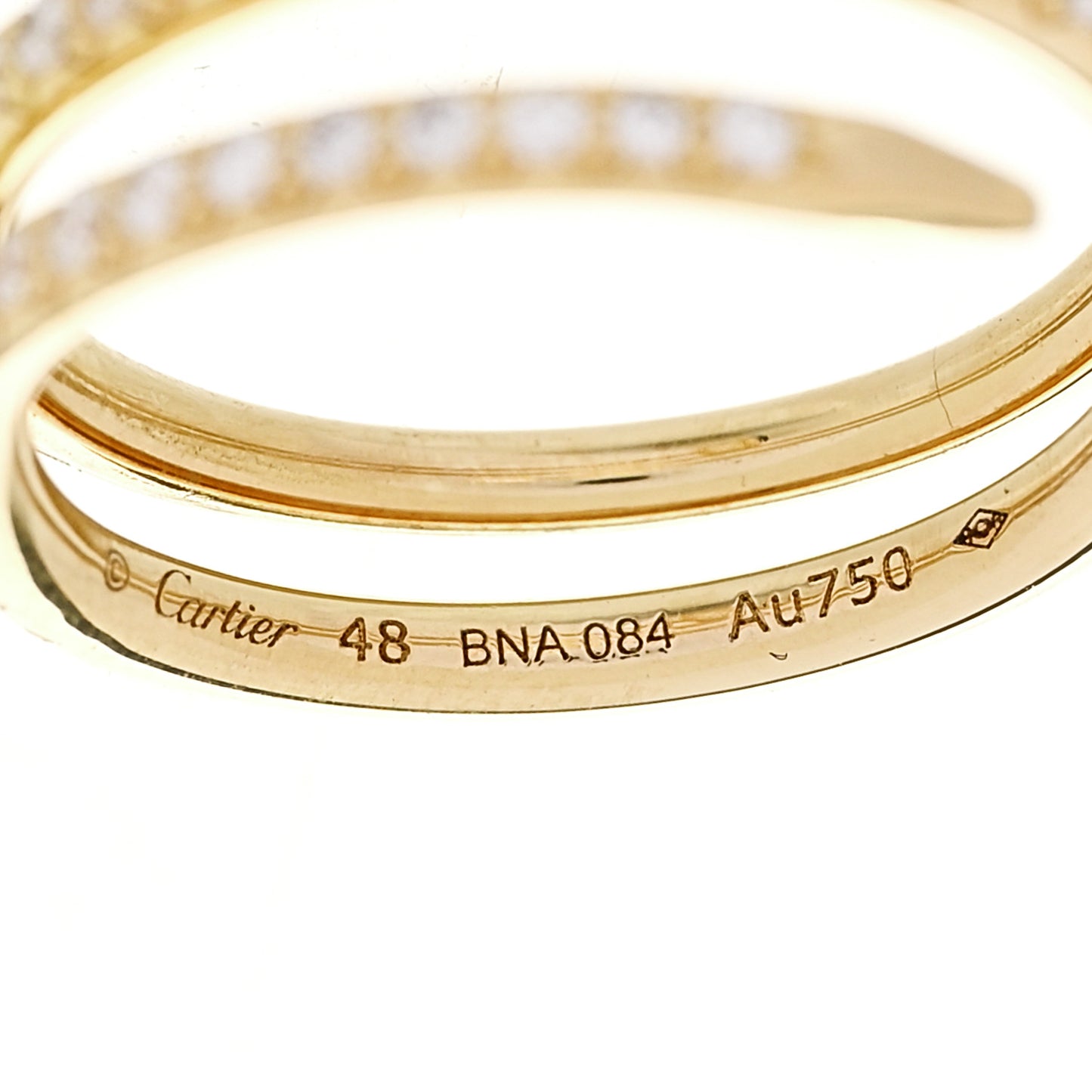 18K Yellow Gold Diamond Double Juste Un Clou Paved Ring 48 4.5