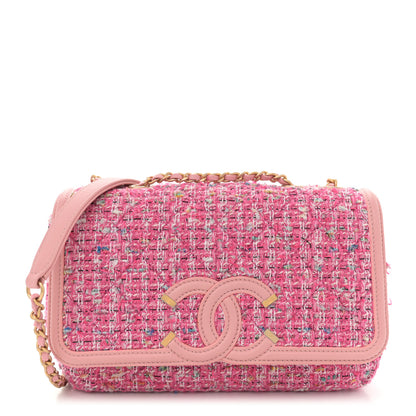 Chanel Tweed Lambskin Quilted Small CC Filigree Flap Pink 1 of 11