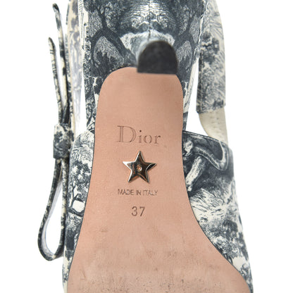 Christian Dior Toile De Jouy Sweet D Slingback Pumps 37 Off White 6 of 7