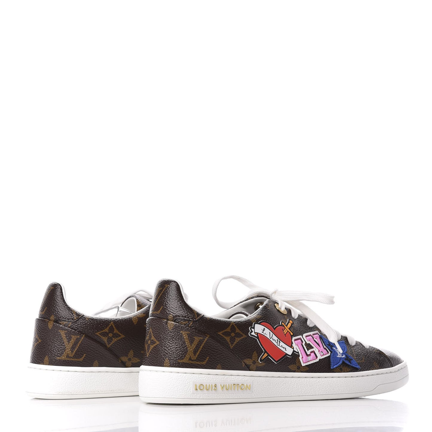 Calfskin Monogram LV Black Heart Sneakers 36.5 Cacao