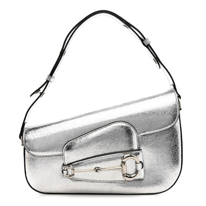 Gucci Metallic Demetra Small Horsebit 1955 Asymmetric Shoulder Bag Silver 1 of 10