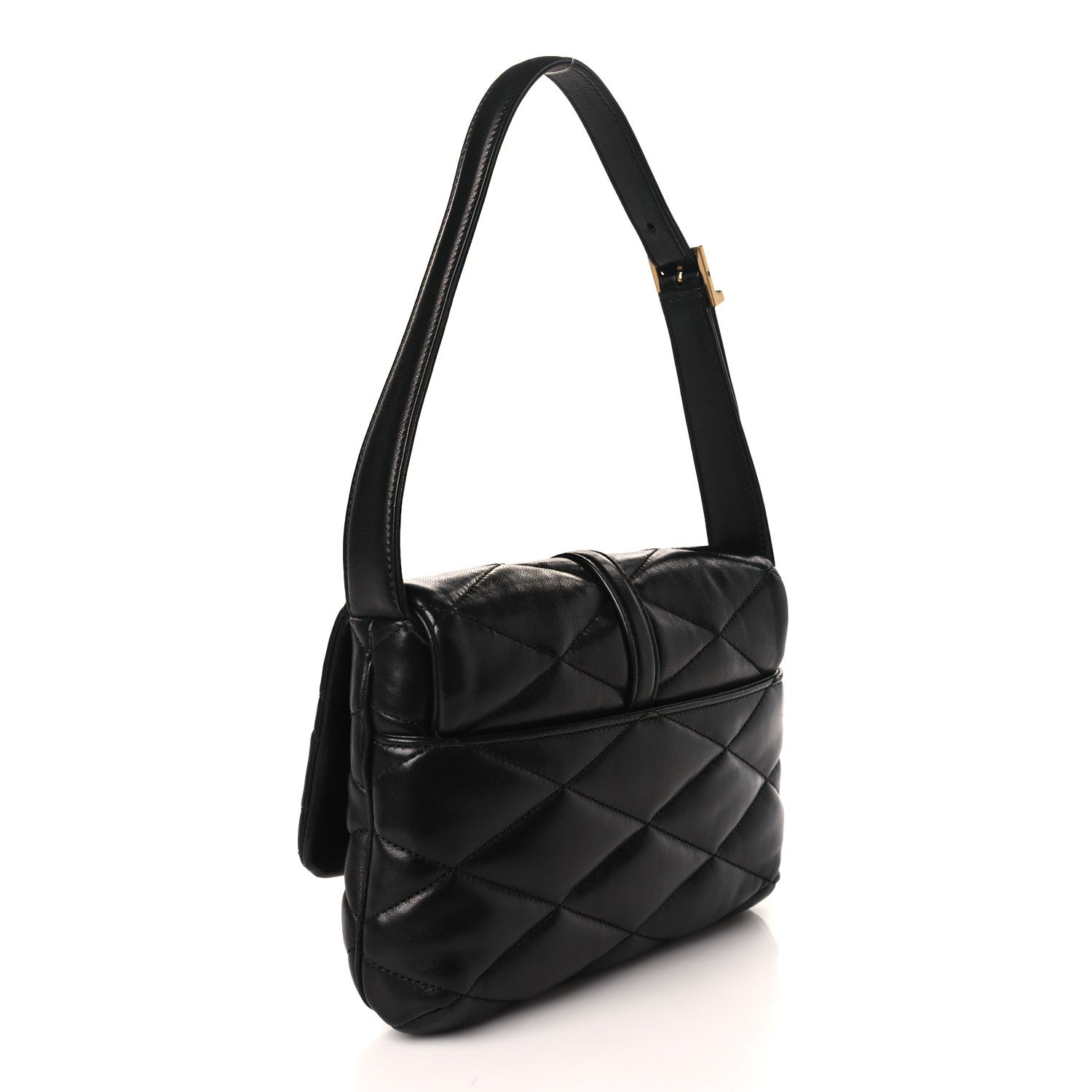 Saint Laurent Lambskin Quilted Le 57 Diamond Shoulder Bag Black 3 of 9