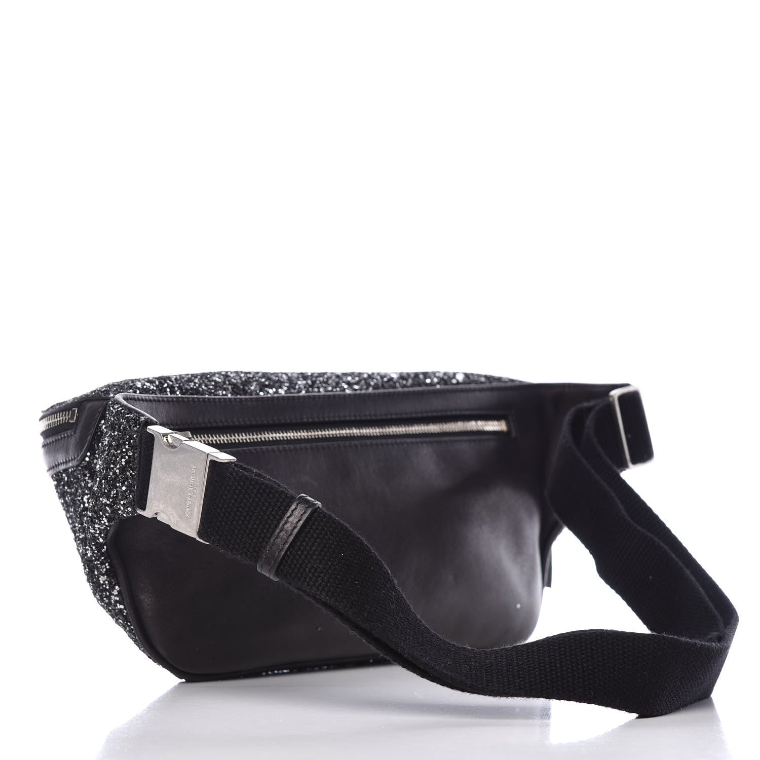 Saint Laurent Lambskin Glitter Belt Bag Metallic Black 3 of 6