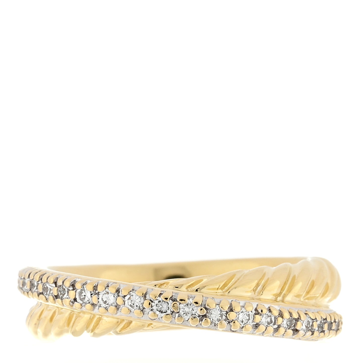 18K Yellow Gold Diamond Crossover Band Ring 52 6