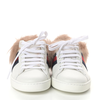 Gucci Calfskin Wool Bee Embroidered Ace Sneakers 35 White 2 of 7