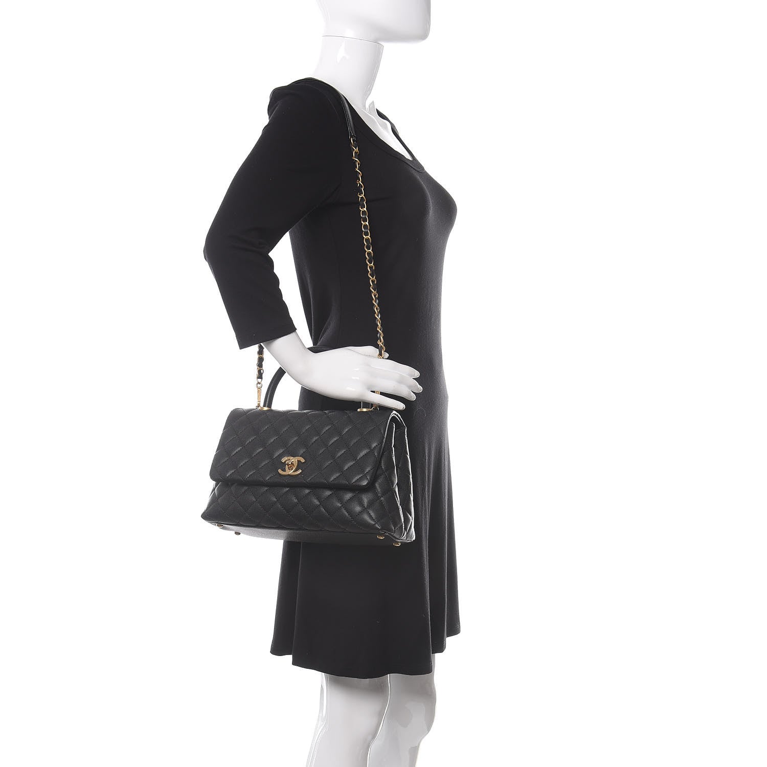 Chanel Caviar Quilted Small Coco Handle Flap Black 3 of 12