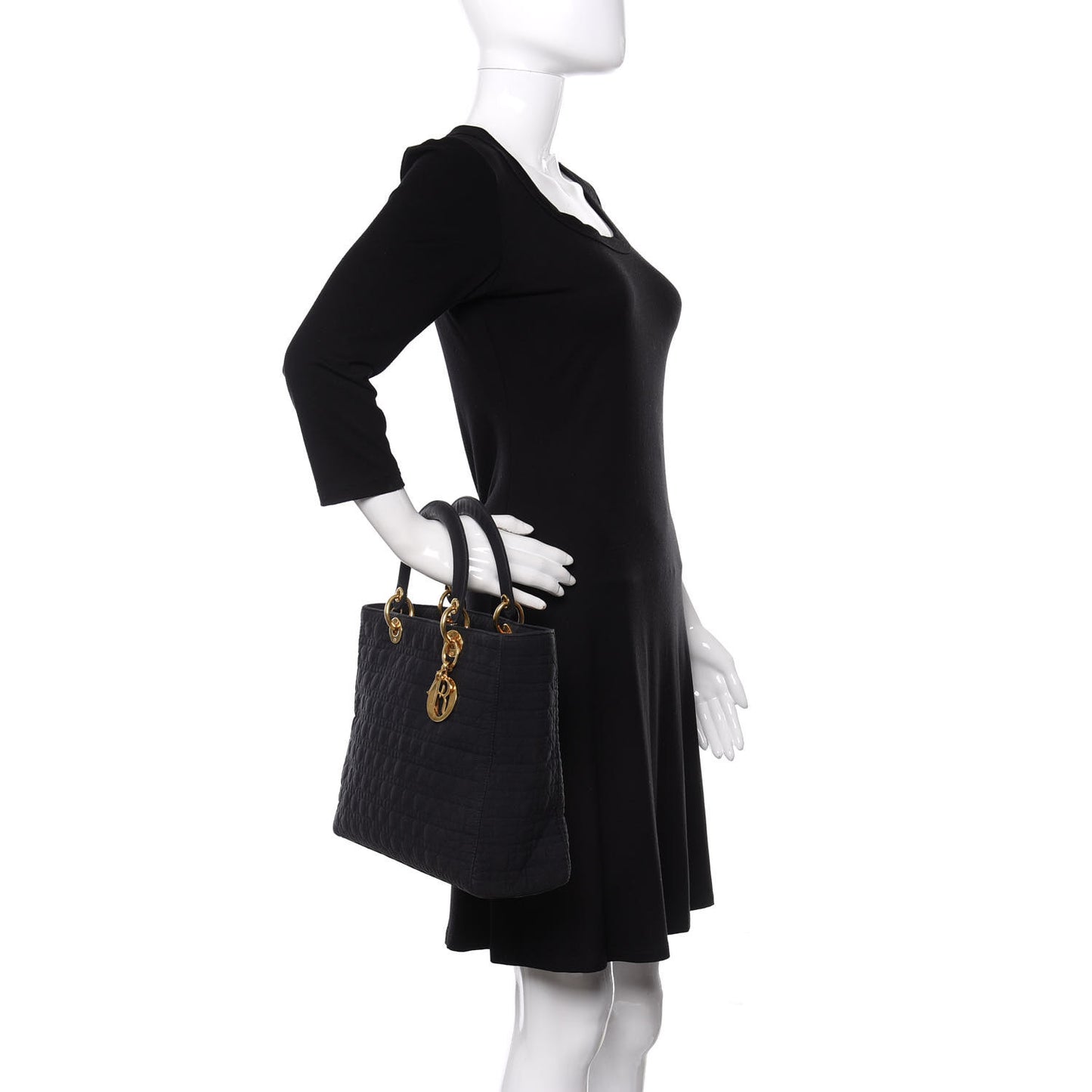 Nylon Cannage Large Lady Dior Black